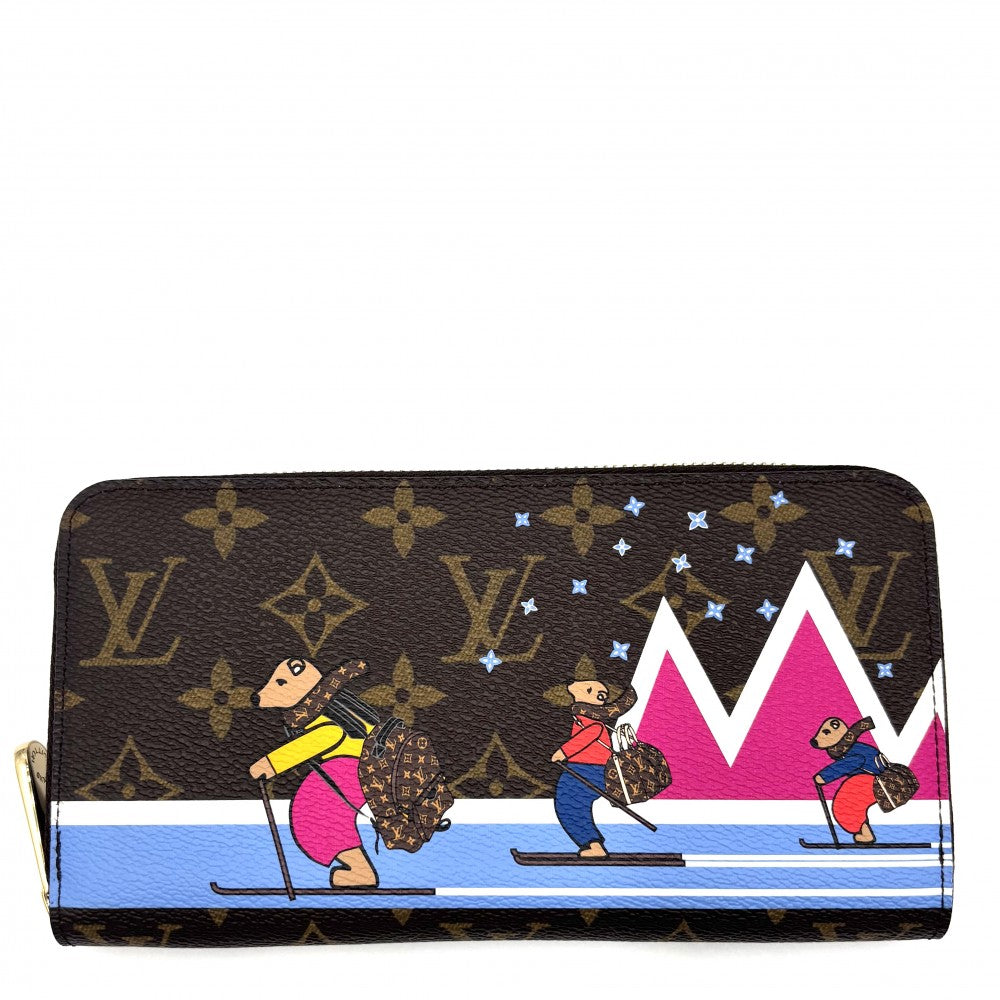 【開店SALE】 LOUIS VUITTON ルイヴィトン 長財布 モノグラム ジッピーウォレット 2018ホリデイコレクション スキーベアー M63379 ブラウン 茶 ゴールド金具 レディース【中古品】