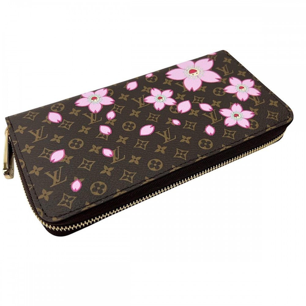 【開店SALE】 LOUIS VUITTON ルイヴィトン 長財布 LV×TM ジッピーウォレット チェリーブロッサム ×村上隆 サクラブラウン M13433 モノグラムキャンバス ブラウン 茶 ピンク ゴールド金具 レディース【中古品】