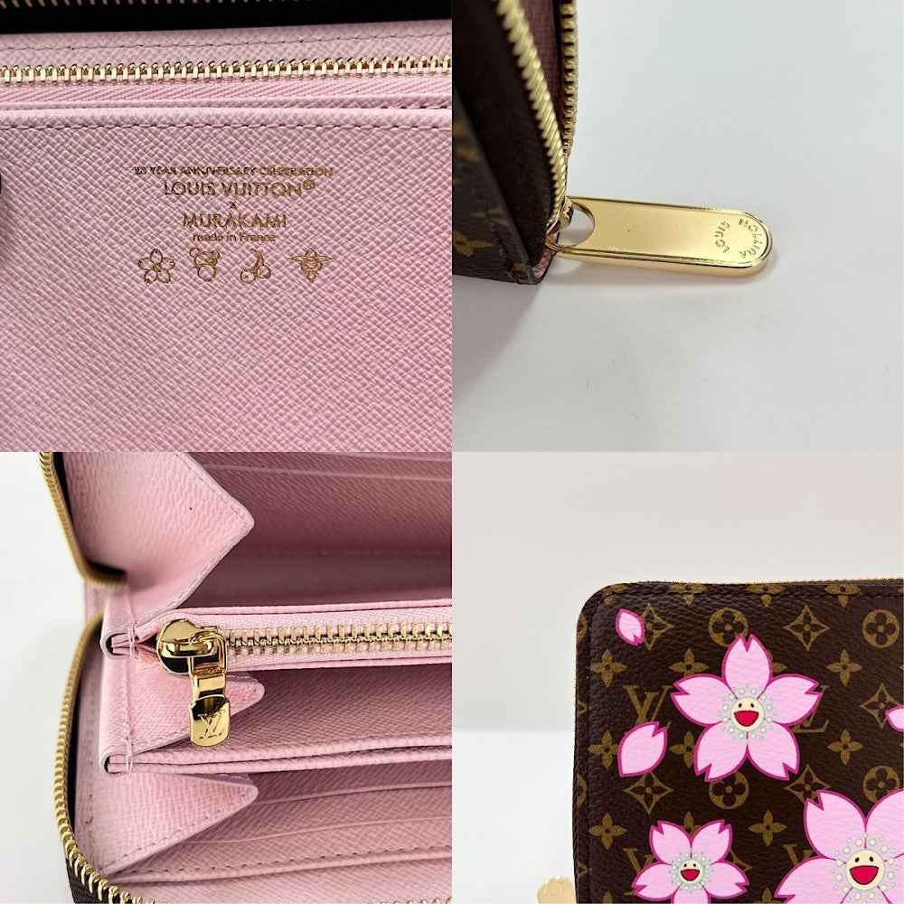 【開店SALE】 LOUIS VUITTON ルイヴィトン 長財布 LV×TM ジッピーウォレット チェリーブロッサム ×村上隆 サクラブラウン M13433 モノグラムキャンバス ブラウン 茶 ピンク ゴールド金具 レディース【中古品】
