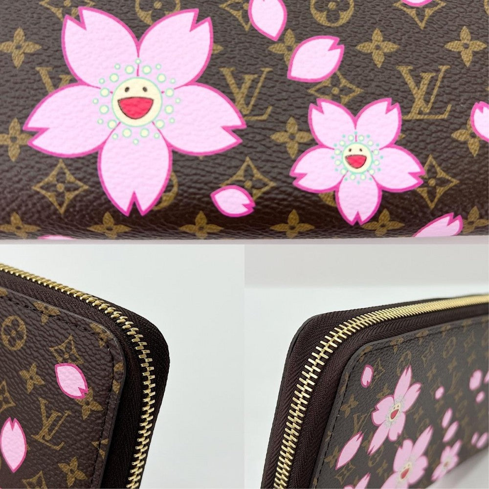 【開店SALE】 LOUIS VUITTON ルイヴィトン 長財布 LV×TM ジッピーウォレット チェリーブロッサム ×村上隆 サクラブラウン M13433 モノグラムキャンバス ブラウン 茶 ピンク ゴールド金具 レディース【中古品】