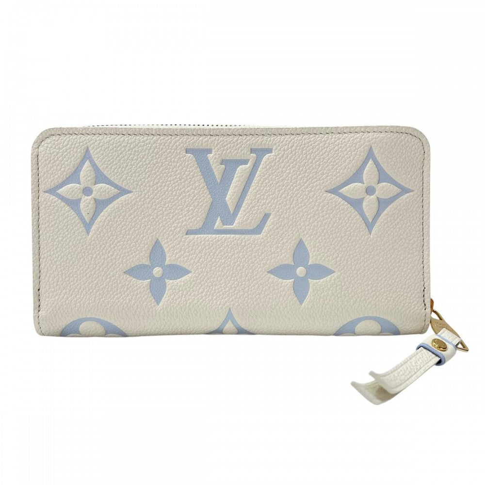 【開店SALE】 LOUIS VUITTON ルイヴィトン 長財布 ジッピーウォレット ロングウォレット M83308 モノグラムアンプラント ラテホワイト キャンディブルー ゴールド金具 レディース【中古品】
