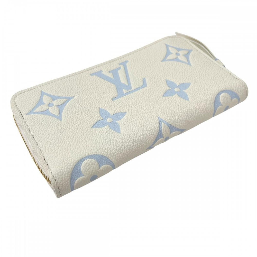 【開店SALE】 LOUIS VUITTON ルイヴィトン 長財布 ジッピーウォレット ロングウォレット M83308 モノグラムアンプラント ラテホワイト キャンディブルー ゴールド金具 レディース【中古品】