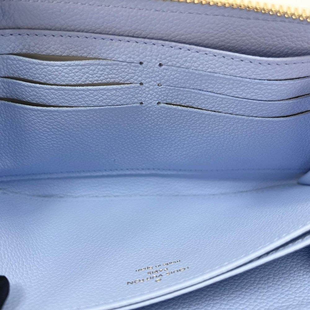 【開店SALE】 LOUIS VUITTON ルイヴィトン 長財布 ジッピーウォレット ロングウォレット M83308 モノグラムアンプラント ラテホワイト キャンディブルー ゴールド金具 レディース【中古品】