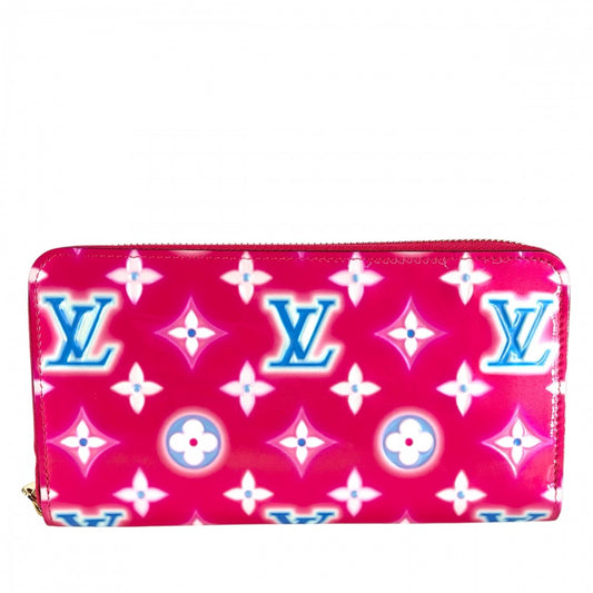【開店SALE】 LOUIS VUITTON ルイヴィトン 長財布 ジッピーウォレット ロングウォレット 2022年バレンタイン ピンク M81154 モノグラムヴェルニ フューシャネオン ゴールド金具 レディース【中古品】