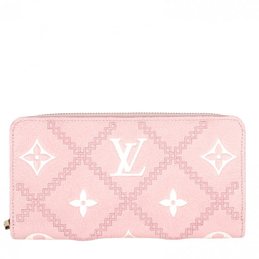 LOUIS VUITTON ルイヴィトン 長財布 ジッピーウォレット ロングウォレット ピンク M81138 モノグラムアンプラント ブロデリー ゴールド金具 レディース【中古品】