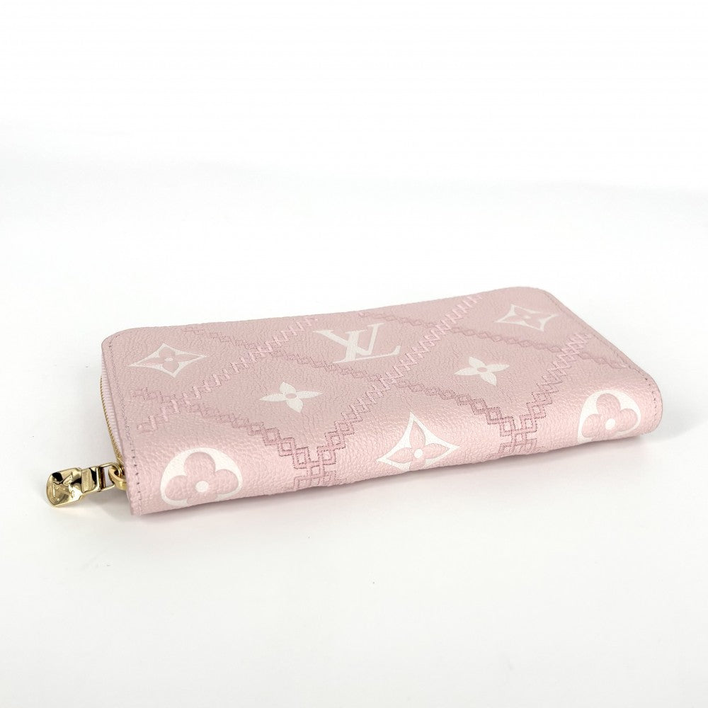 LOUIS VUITTON ルイヴィトン 長財布 ジッピーウォレット ロングウォレット ピンク M81138 モノグラムアンプラント ブロデリー ゴールド金具 レディース【中古品】
