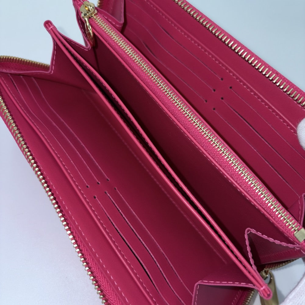 LOUIS VUITTON ルイヴィトン 長財布 ジッピーウォレット ロングウォレット 2022年バレンタイン ピンク M81154 モノグラムヴェルニ フューシャネオン ゴールド金具 レディース【中古品】