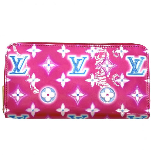 LOUIS VUITTON ルイヴィトン 長財布 ジッピーウォレット ロングウォレット 2022年バレンタイン ピンク M81154 モノグラムヴェルニ フューシャネオン ゴールド金具 レディース【中古品】