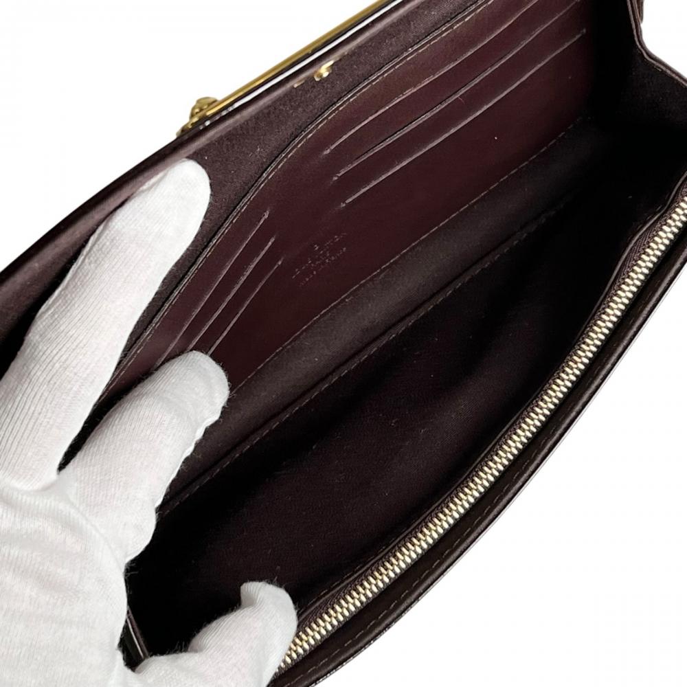 LOUIS VUITTON ルイヴィトン 長財布 ヴェルニ サンセット・ブルーバード モノグラム M93542 パテントレザー ブラウン 茶 レディース 約240g【中古品】