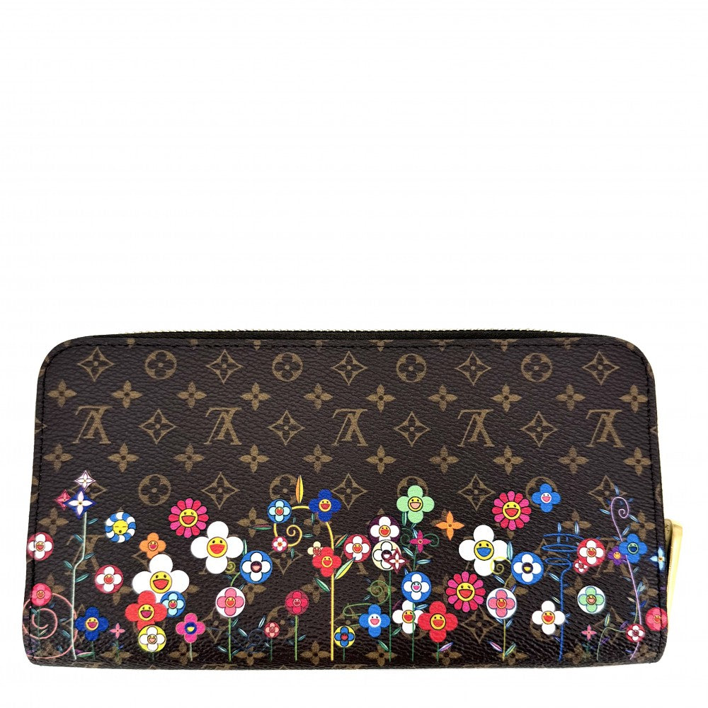 LOUIS VUITTON ルイヴィトン 長財布 モノグラム LVｘTMジッピーウォレット ロングウォレット 村上隆 日本限定 M14162 ブラウン 茶 マルチカラー ゴールド金具 レディース【中古品】