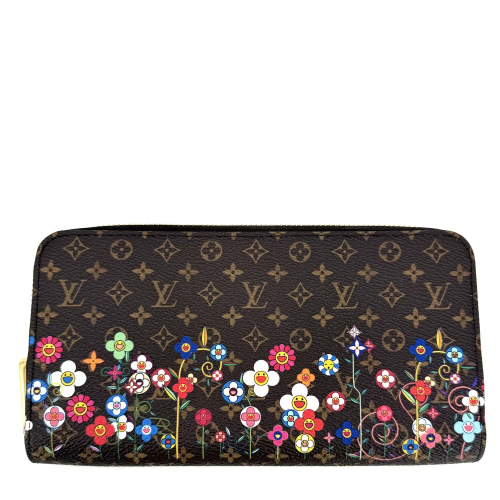 LOUIS VUITTON ルイヴィトン 長財布 モノグラム LVｘTMジッピーウォレット ロングウォレット 村上隆 日本限定 M14162 ブラウン 茶 マルチカラー ゴールド金具 レディース【中古品】