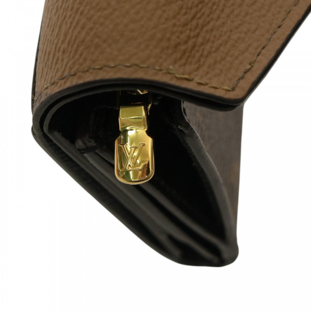 LOUIS VUITTON ルイヴィトン 二つ折り財布 モノグラムジャイアントリバース ポルトフォイユゾエ ミニウォレット M80725 ブラウン 茶 ゴールド金具 レディース【中古品】