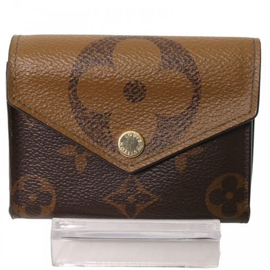 LOUIS VUITTON ルイヴィトン 二つ折り財布 モノグラムジャイアントリバース ポルトフォイユゾエ ミニウォレット M80725 ブラウン 茶 ゴールド金具 レディース【中古品】