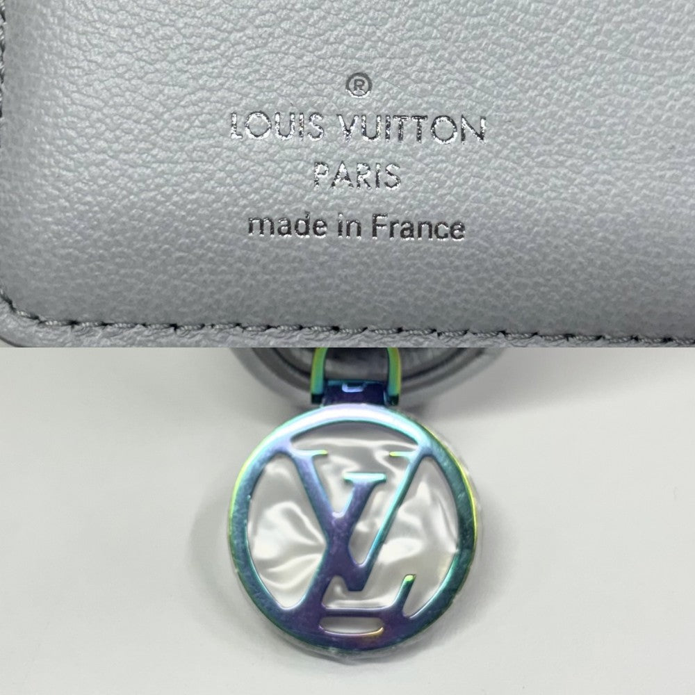 LOUIS VUITTON ルイヴィトン 二つ折り財布 モノグラムエンボス ポルトフォイユ・ルー コンパクトウォレット ミニ財布 オーロラ M82768 ブルーグレー系 シルバー金具 レディース【中古品】