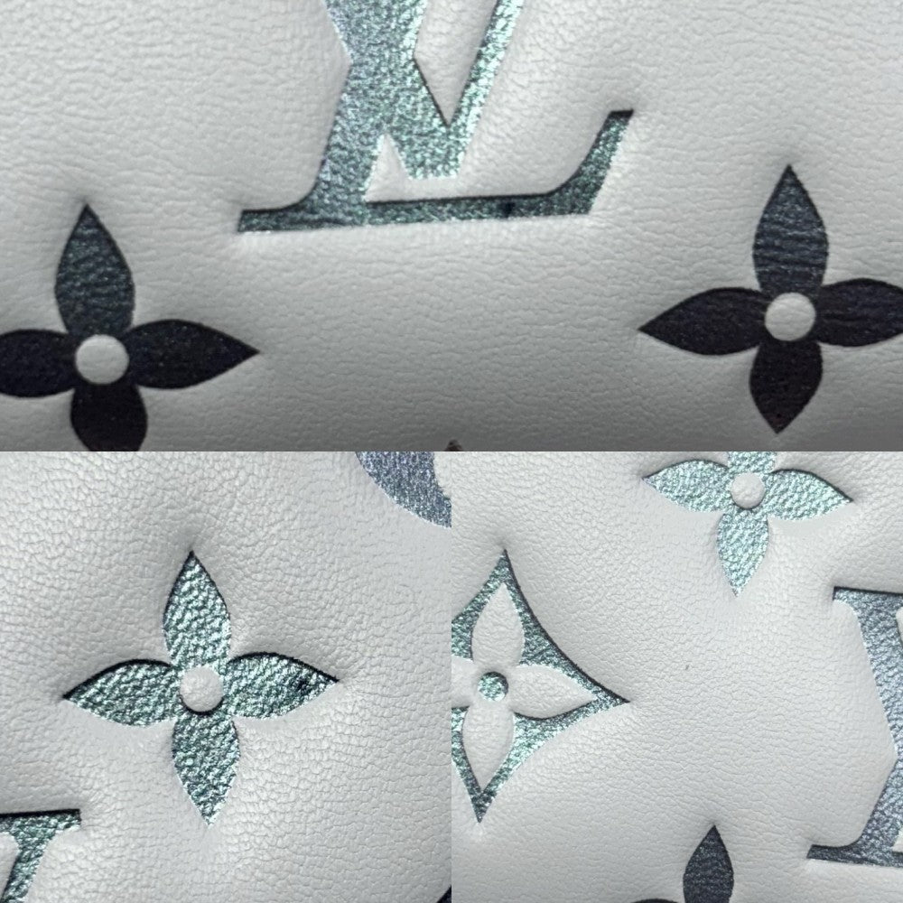 【開店SALE】 LOUIS VUITTON ルイヴィトン 二つ折り財布 モノグラムエンボス ポルトフォイユ・ルー コンパクトウォレット ミニ財布 オーロラ M82768 ブルーグレー系 シルバー金具 レディース【中古品】