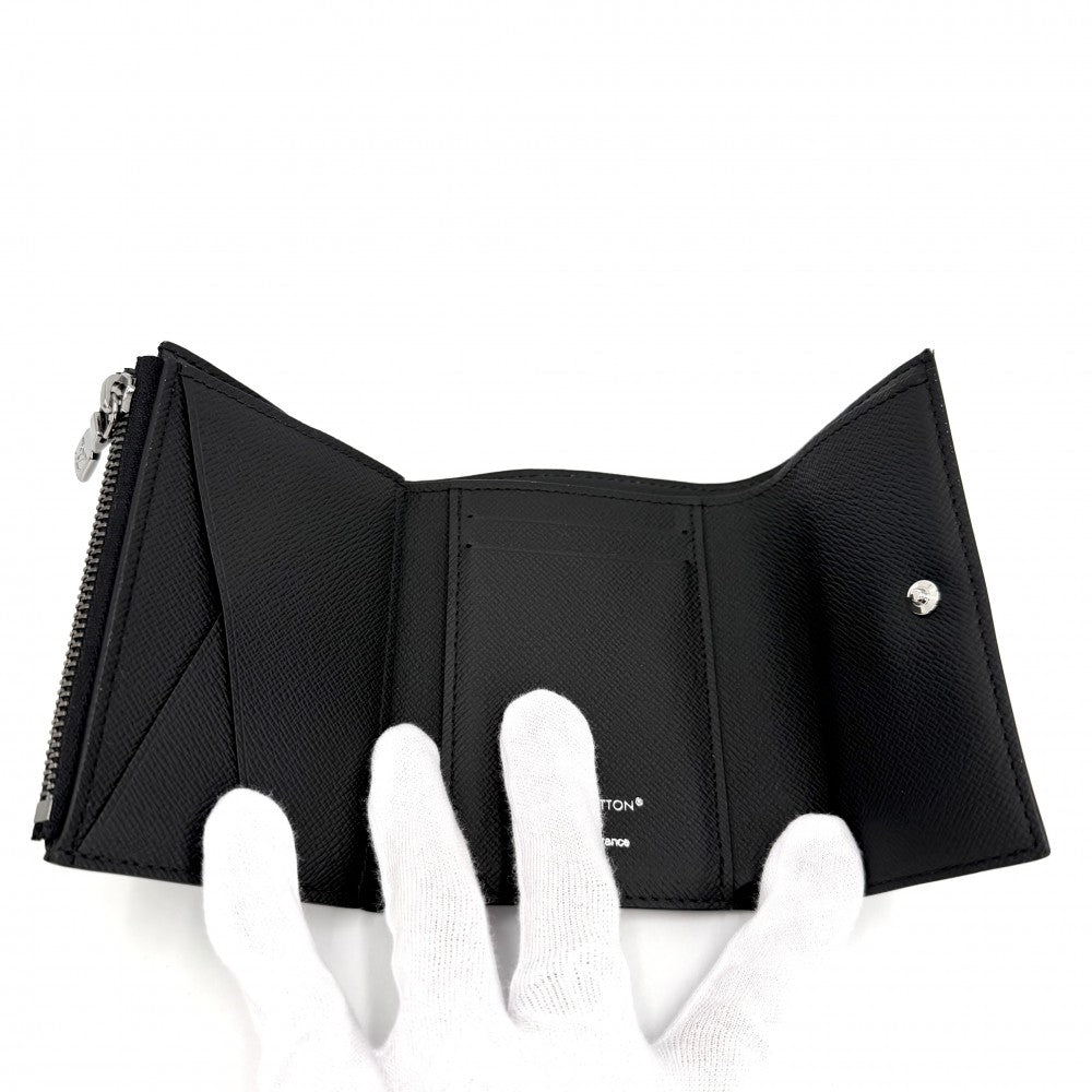 LOUIS VUITTON ルイヴィトン 三つ折り財布 モノグラムエクリプス ヴィクター･ウォレット ミニウォレット ミニ財布 コンパクトウォレット M12598 ブラック 黒 シルバー金具 メンズ【中古品】