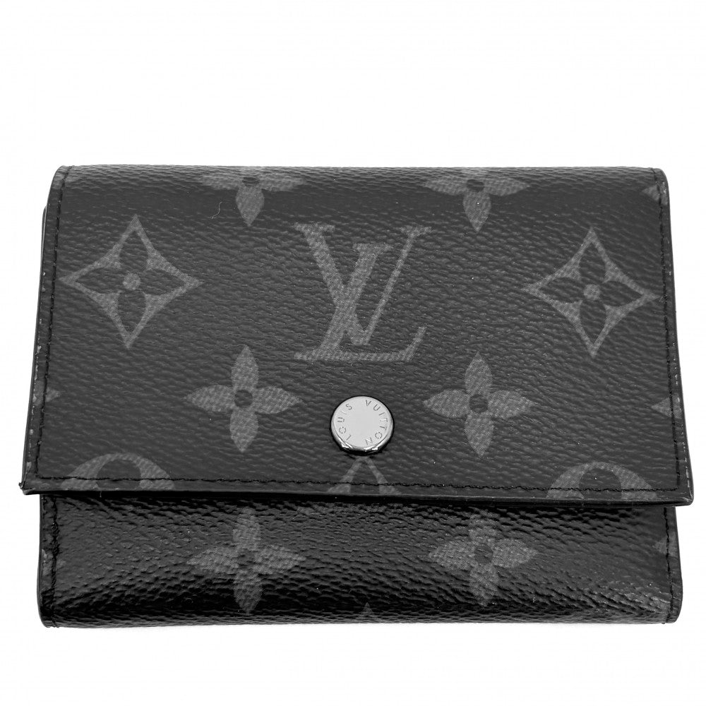 LOUIS VUITTON ルイヴィトン 三つ折り財布 モノグラムエクリプス ヴィクター･ウォレット ミニウォレット ミニ財布 コンパクトウォレット M12598 ブラック 黒 シルバー金具 メンズ【中古品】