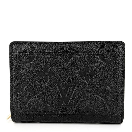 LOUIS VUITTON ルイヴィトン 二つ折り財布 モノグラムアンプラント ポルトフォイユクレア ミニウォレット ミニ財布 ブラック 黒 M80151 ノワール ゴールド金具 レディース【中古品】