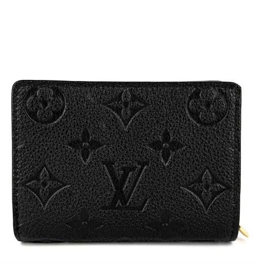 LOUIS VUITTON ルイヴィトン 二つ折り財布 モノグラムアンプラント ポルトフォイユクレア ミニウォレット ミニ財布 ブラック 黒 M80151 ノワール ゴールド金具 レディース【中古品】