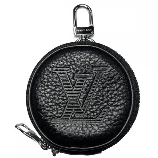 LOUIS VUITTON ルイヴィトン コインケース トリヨンシャドウ ポルトクレラウンドポーチ 小銭入れ キーケース レザー 小物 MP2860 ブラック 黒 シルバー金具 メンズ【中古品】