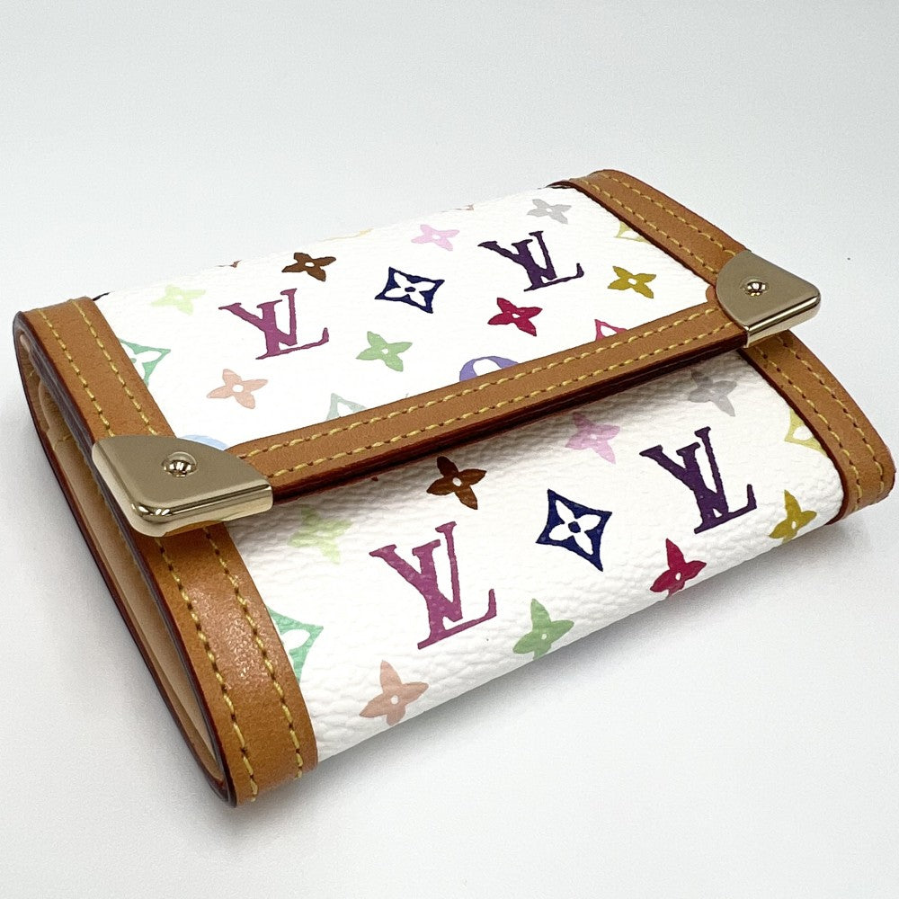 LOUIS VUITTON ルイヴィトン コインケース ポルトモネ・プラ 小銭入れ ミニウォレット M92657 モノグラムマルチカラー ホワイト 白 ゴールド金具 レディース【中古品】