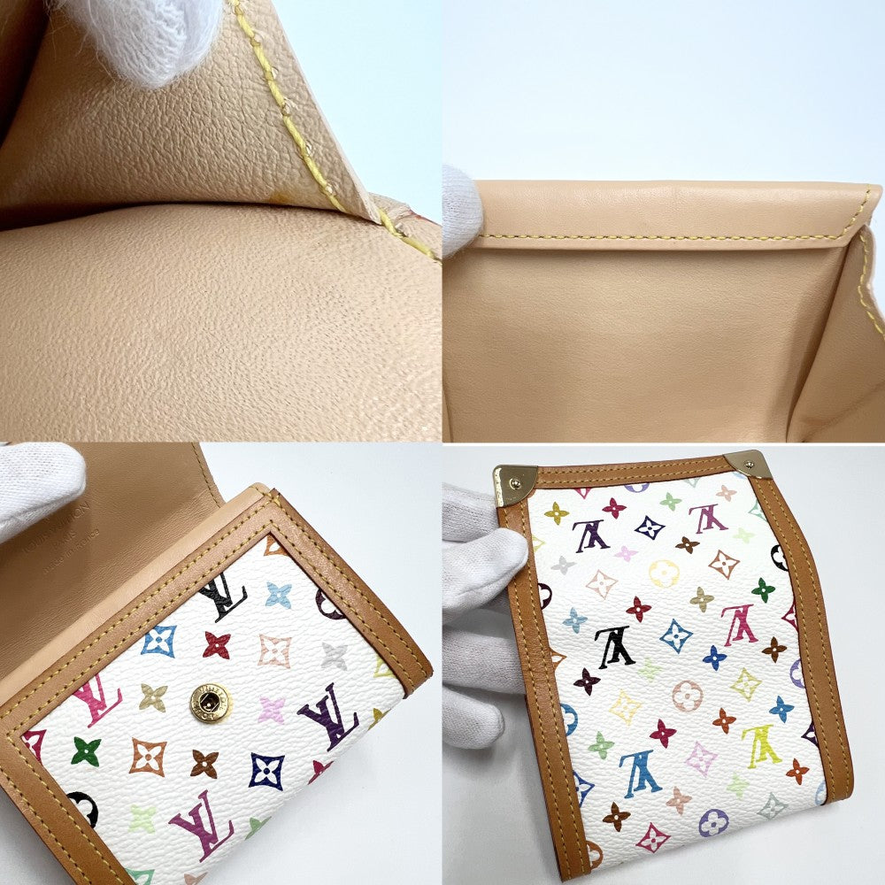 LOUIS VUITTON ルイヴィトン コインケース ポルトモネ・プラ 小銭入れ ミニウォレット M92657 モノグラムマルチカラー ホワイト 白 ゴールド金具 レディース【中古品】