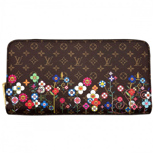 【開店SALE】 LOUIS VUITTON ルイヴィトン 長財布 モノグラム LVｘTMジッピーウォレット ロングウォレット 村上隆 日本限定 M14162 ブラウン 茶 ゴールド金具 レディース【中古品】