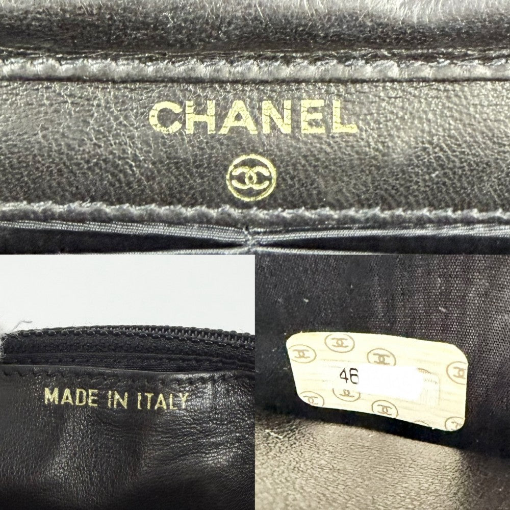 CHANEL シャネル チェーンウォレット ココマーク ショルダーバッグ 長財布 キャビアスキン ブラック 黒 ゴールド金具 レディース【中古品】