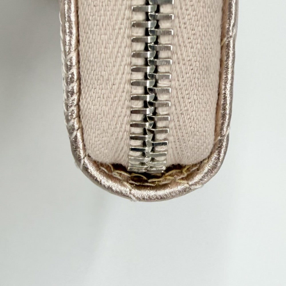 CHANEL シャネル コインケース メタリック ステッチ カードケース ココマーク 小銭入れ 小物 レザー ピンク シルバー金具 レディース【中古品】
