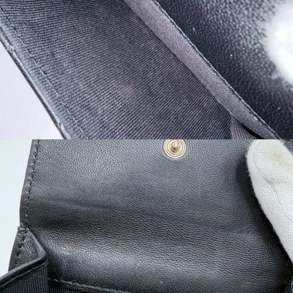 CHANEL シャネル 三つ折り財布 マトラッセ ココマーク ミニ財布 コンパクトウォレット ラムスキン ラインストーン フェイクパール ブラック 黒 ゴールド金具 レディース【中古品】