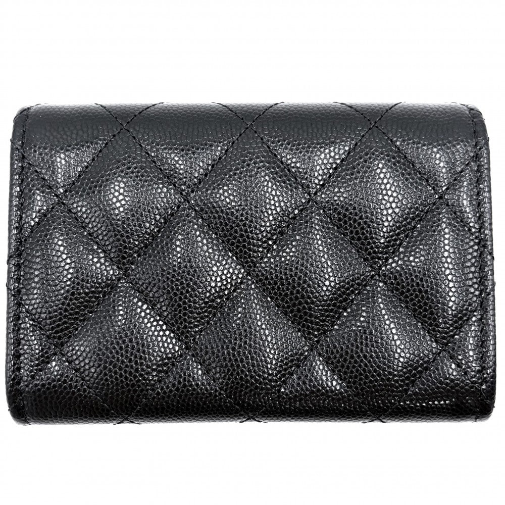 【開店SALE】 CHANEL シャネル コインケース カードケース マトラッセ ココマーク スター 星 小銭入れ 小物 AP3400 キャビアスキン ラインストーン ブラック 黒 シルバー金具 レディース【中古品】