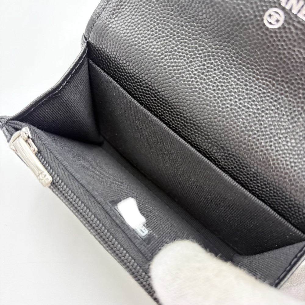 【開店SALE】 CHANEL シャネル コインケース カードケース マトラッセ ココマーク スター 星 小銭入れ 小物 AP3400 キャビアスキン ラインストーン ブラック 黒 シルバー金具 レディース【中古品】