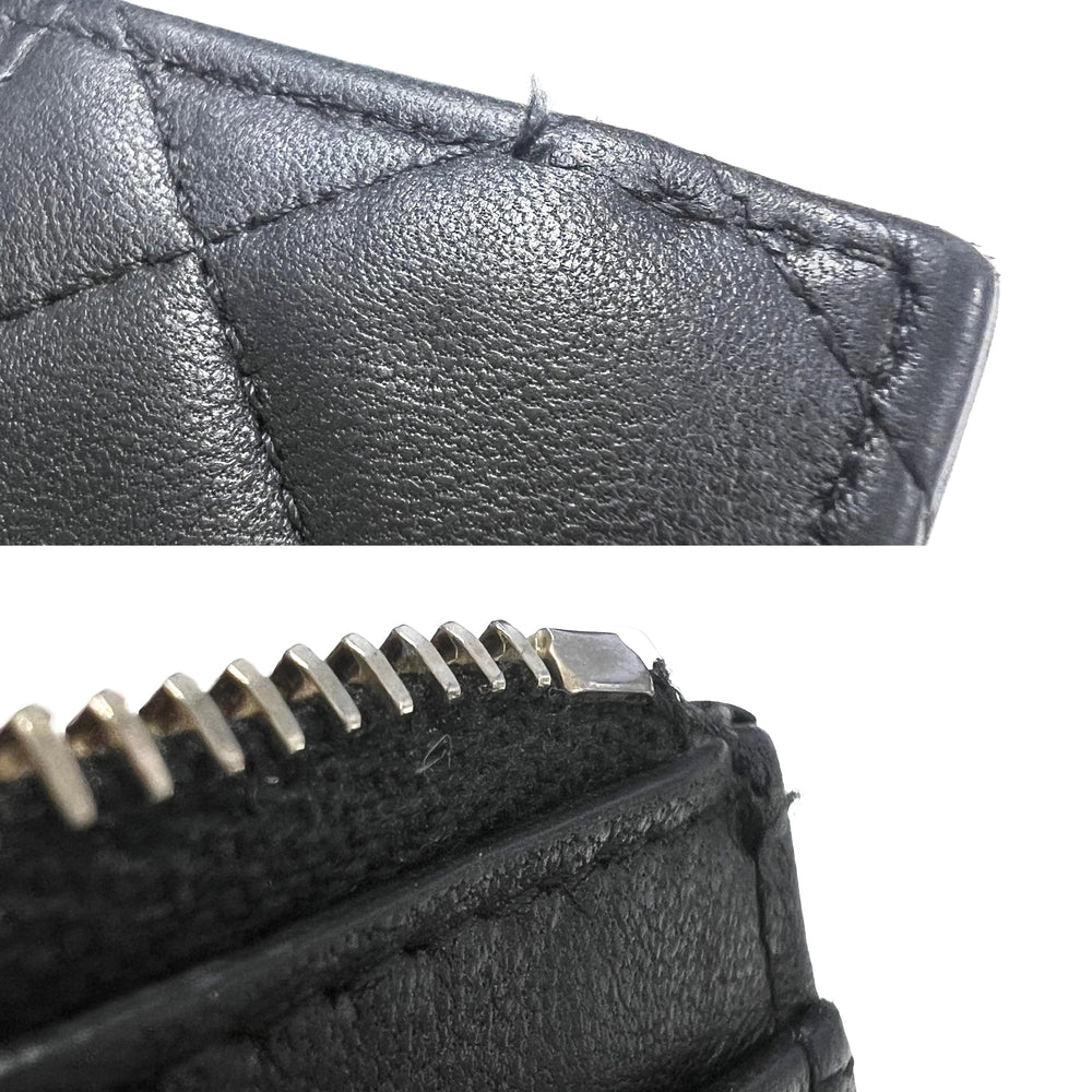 CHANEL シャネル コインケース マトラッセ ココマーク カードケース 水玉 ドット ラムスキン フェイクパール ブラック 黒 ゴールド金具 レディース【中古品】