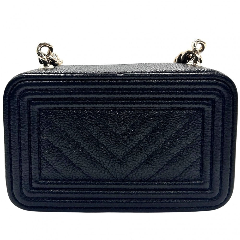 CHANEL シャネル ショルダーバッグ ボーイシャネル ショルダーコインパース ミニチェーンショルダーバッグ ショルダーポーチ ココマーク ココ 鞄 かばん キャビアスキン ブラック 黒 ゴールド金具 レディース【中古品】