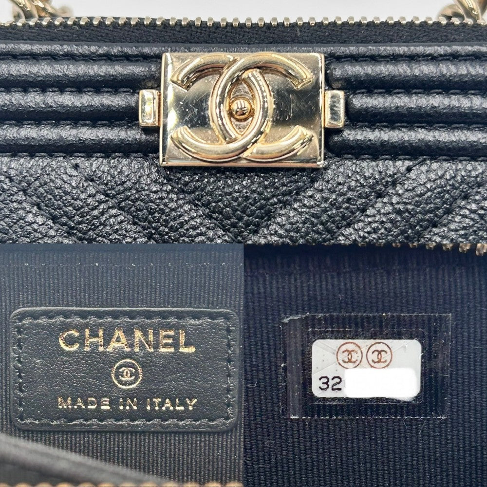 CHANEL シャネル ショルダーバッグ ボーイシャネル ショルダーコインパース ミニチェーンショルダーバッグ ショルダーポーチ ココマーク ココ 鞄 かばん キャビアスキン ブラック 黒 ゴールド金具 レディース【中古品】
