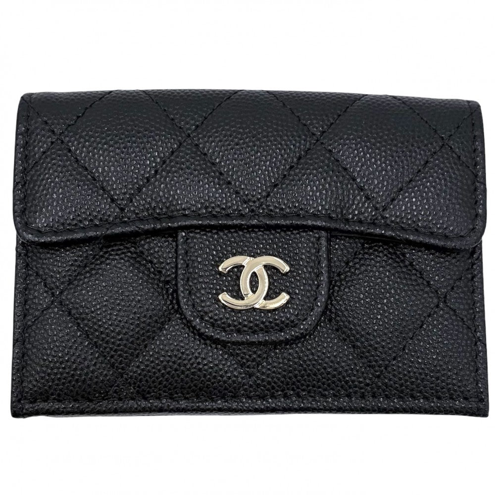 CHANEL シャネル 三つ折り財布 マトラッセ タイムレスクラシック ミニ財布 コンパクトウォレット AP0230 キャビアスキン ブラック 黒 ゴールド金具 レディース【中古品】