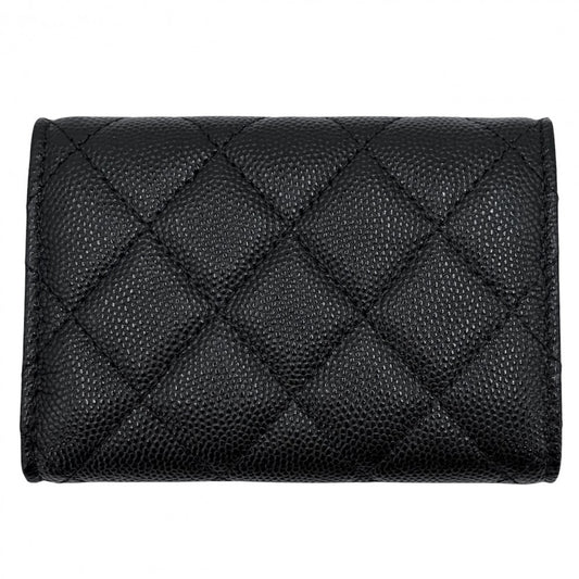 CHANEL シャネル 三つ折り財布 マトラッセ タイムレスクラシック ミニ財布 コンパクトウォレット AP0230 キャビアスキン ブラック 黒 ゴールド金具 レディース【中古品】