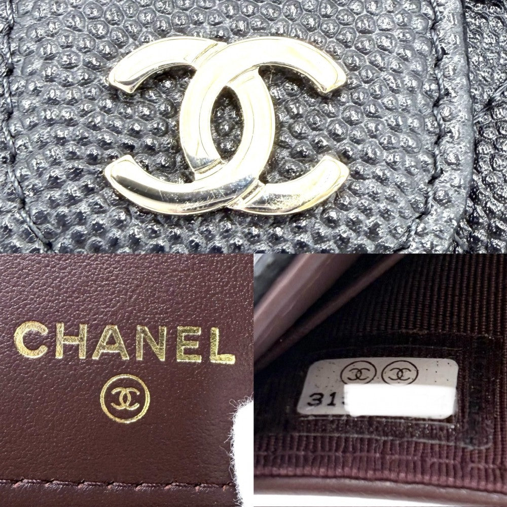 CHANEL シャネル 三つ折り財布 マトラッセ タイムレスクラシック ミニ財布 コンパクトウォレット AP0230 キャビアスキン ブラック 黒 ゴールド金具 レディース【中古品】