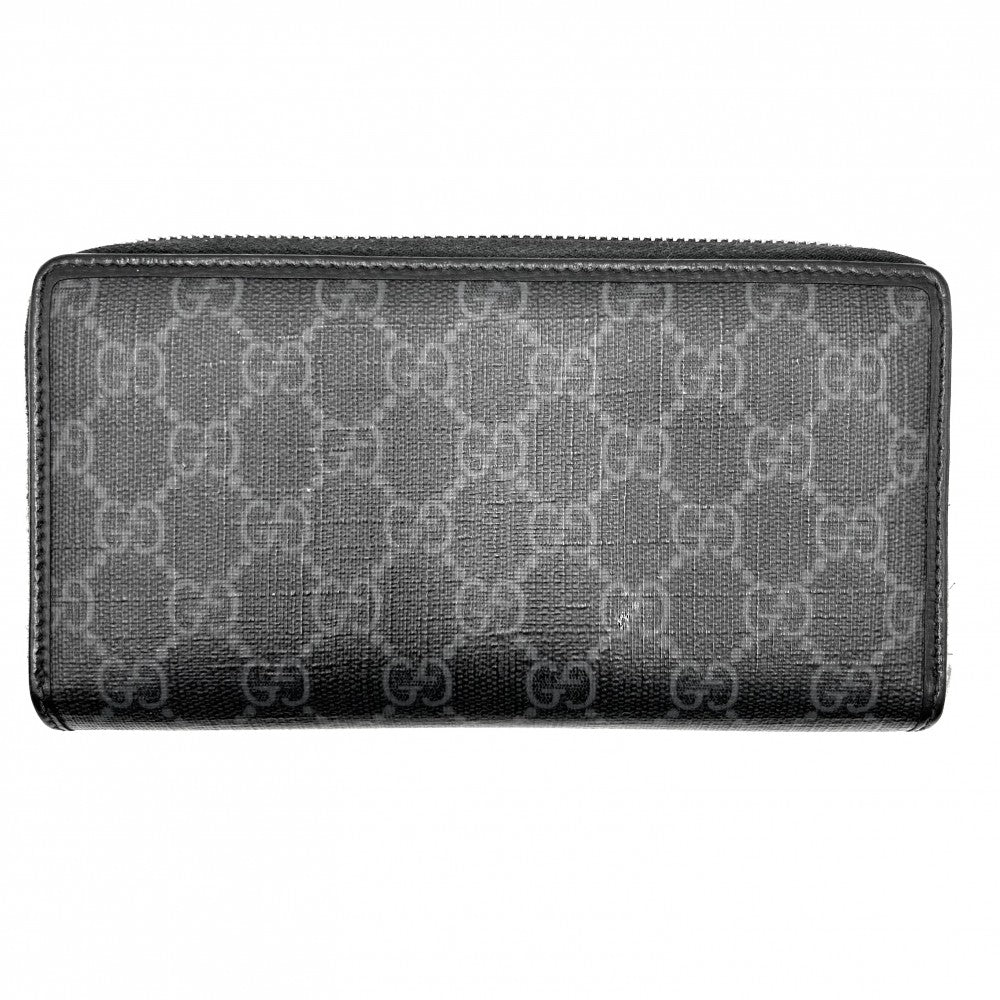 【開店SALE】 GUCCI グッチ 長財布 GGスプリーム ジップアラウンド ロングウォレット インターロッキングG 673003 ブラック 黒 シルバー金具 メンズ【中古品】