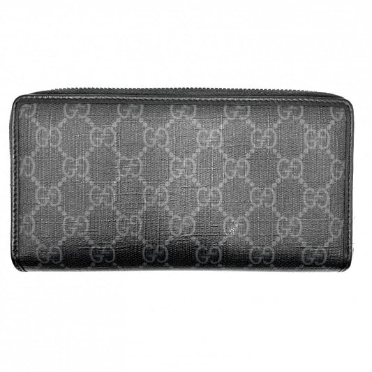 【開店SALE】 GUCCI グッチ 長財布 GGスプリーム ジップアラウンド ロングウォレット インターロッキングG 673003 ブラック 黒 シルバー金具 メンズ【中古品】