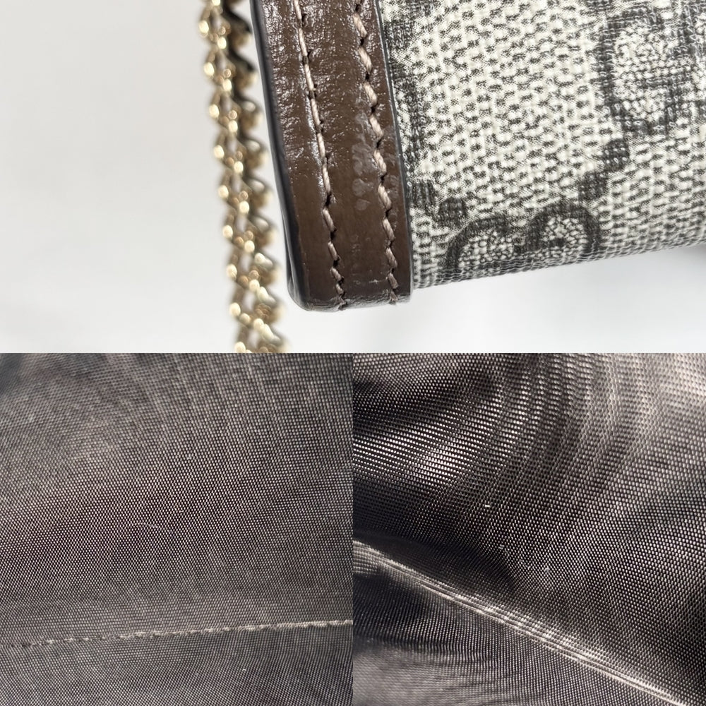 GUCCI グッチ チェーンウォレット シェリーライン ジャッキー1961 長財布 ロングウォレット 652681 GGスプリームキャンバス レザー ベージュ ブラウン 茶 ゴールド金具 レディース【中古品】