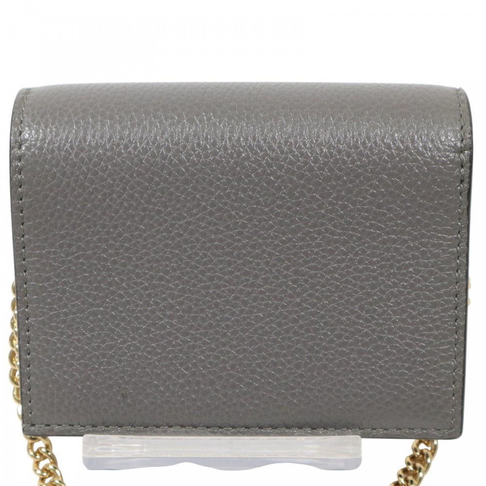GUCCI グッチ 二つ折り財布 ズゥミ チェーンウォレット コンパクトウォレット 570660 レザー グレー ゴールド金具 ユニセックス【中古品】