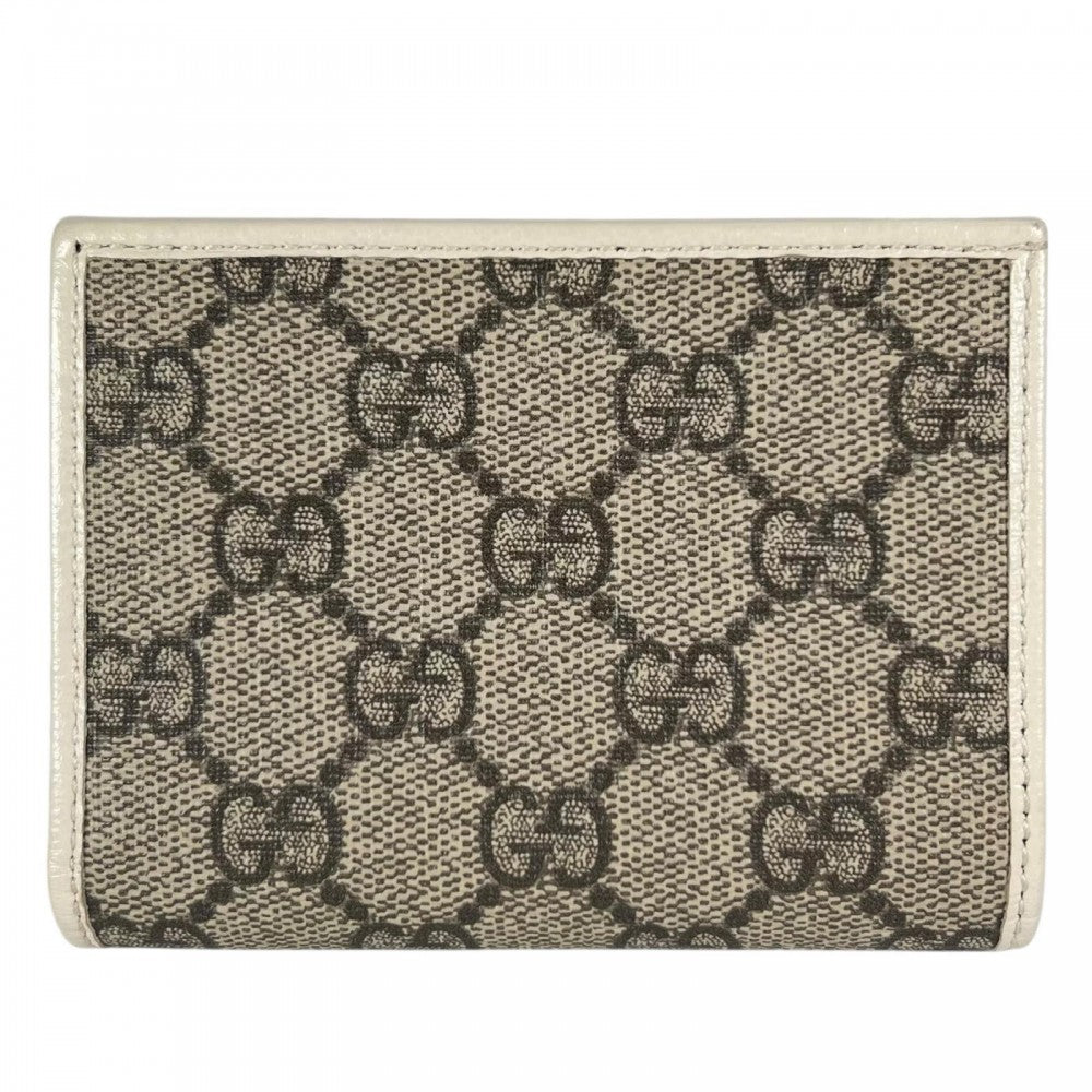 GUCCI グッチ 二つ折り財布 GGキャンバス ブラウン 茶 ゴールド金具 レディース【中古品】