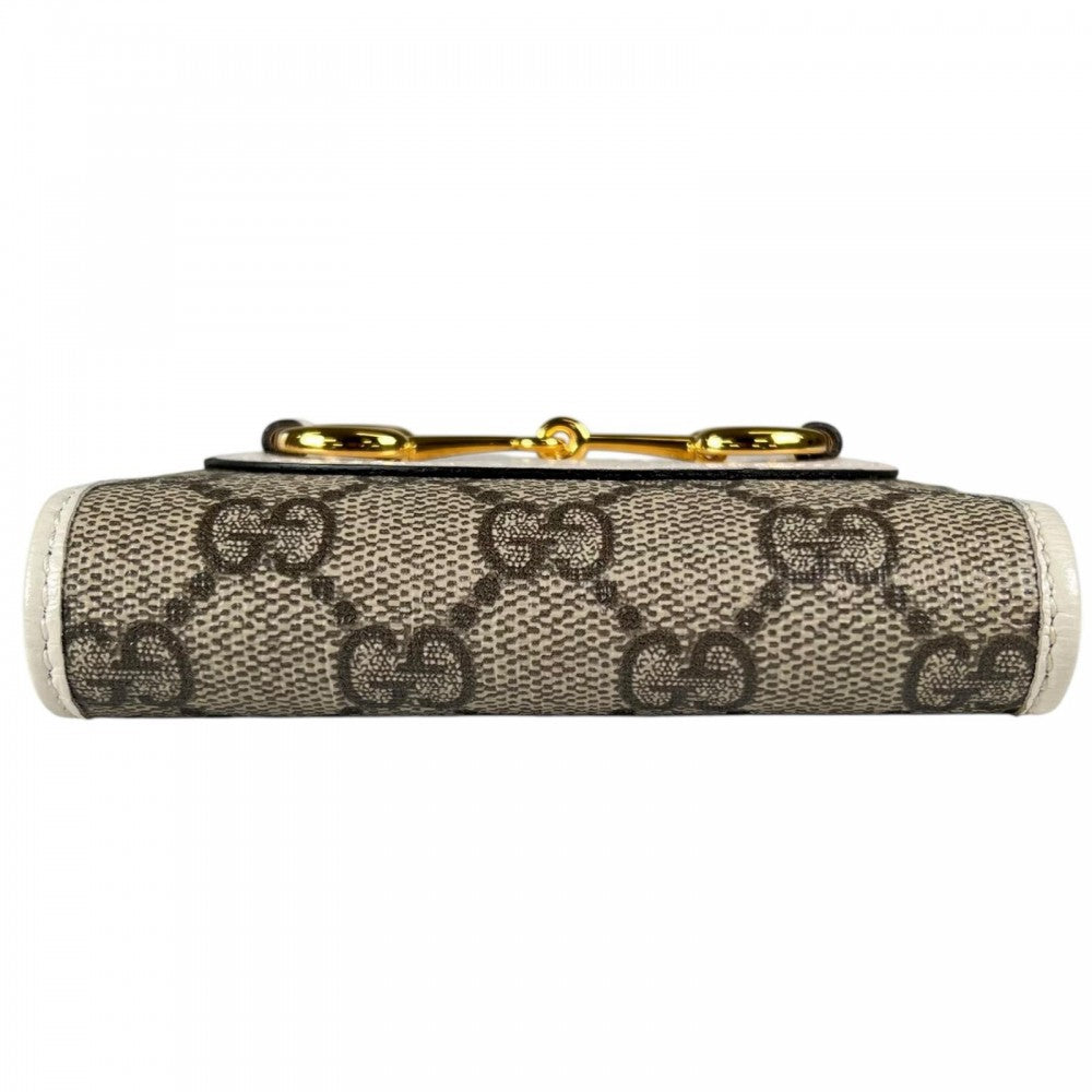 GUCCI グッチ 二つ折り財布 GGキャンバス ブラウン 茶 ゴールド金具 レディース【中古品】