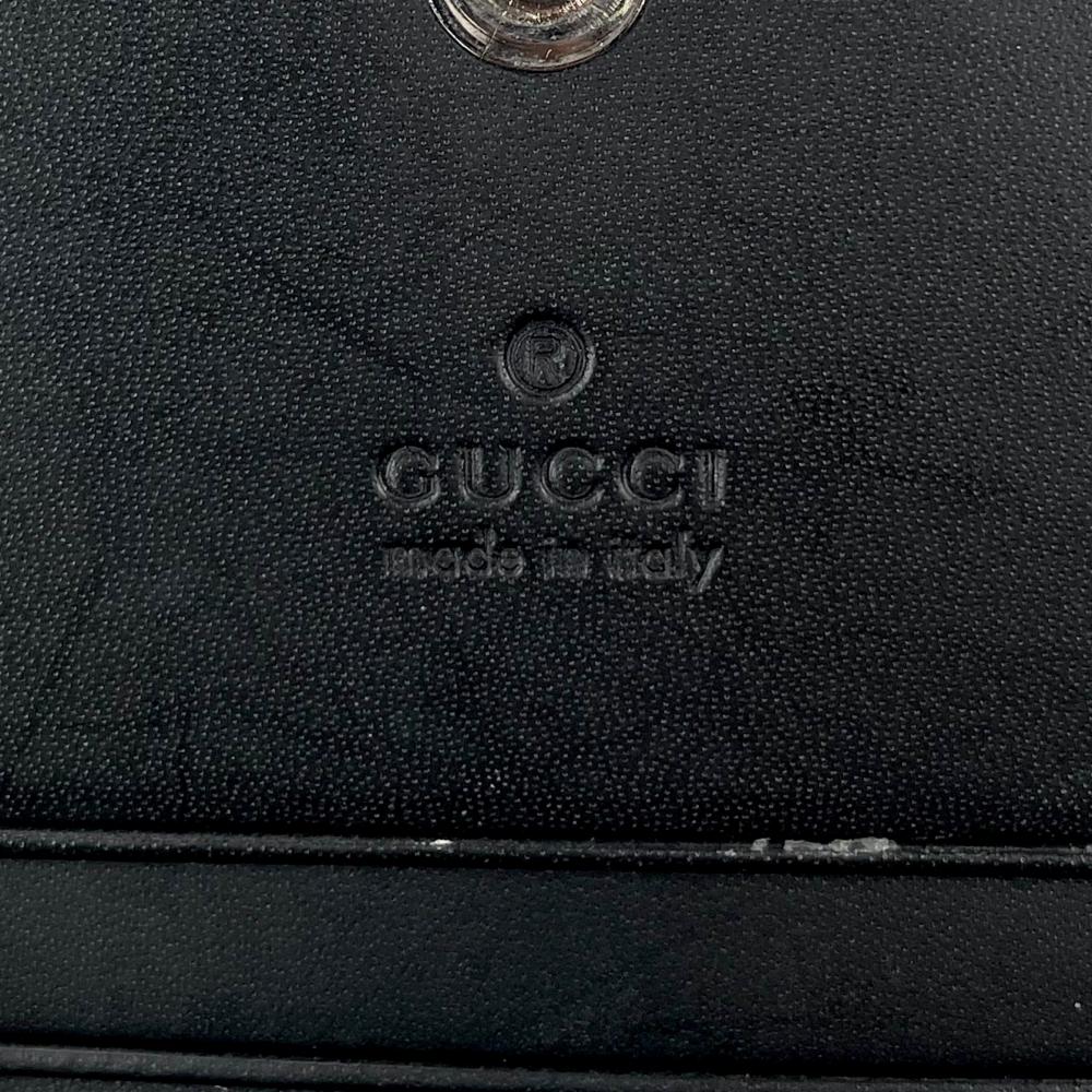 GUCCI グッチ 二つ折り財布 グッチシマ ドリアン シグネチャーレザー 522869 カーフレザー ブラック 黒 シルバー金具 レディース 約170g【中古品】