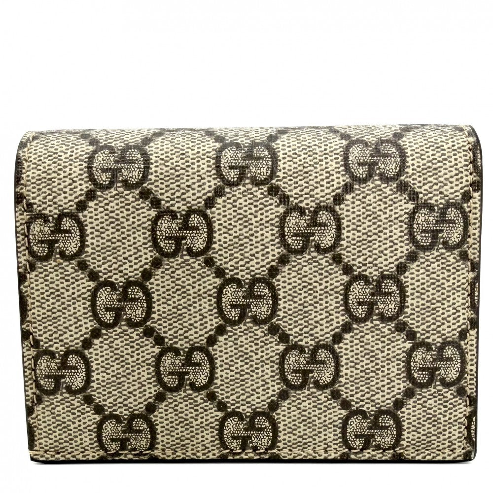GUCCI グッチ 二つ折り財布 GGスプリーム ハート コンパクトウォレット ミニウォレット 648848 GGスプリームキャンバス ブラウン 茶 レッド 赤 ゴールド金具 レディース【中古品】
