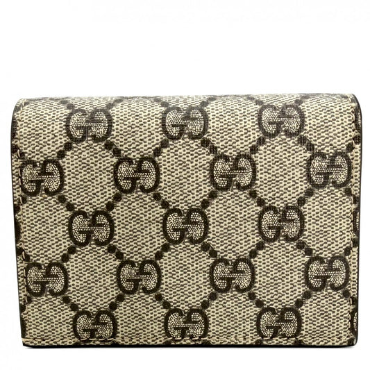 GUCCI グッチ 二つ折り財布 GGスプリーム ハート コンパクトウォレット ミニウォレット 648848 GGスプリームキャンバス ブラウン 茶 レッド 赤 ゴールド金具 レディース【中古品】