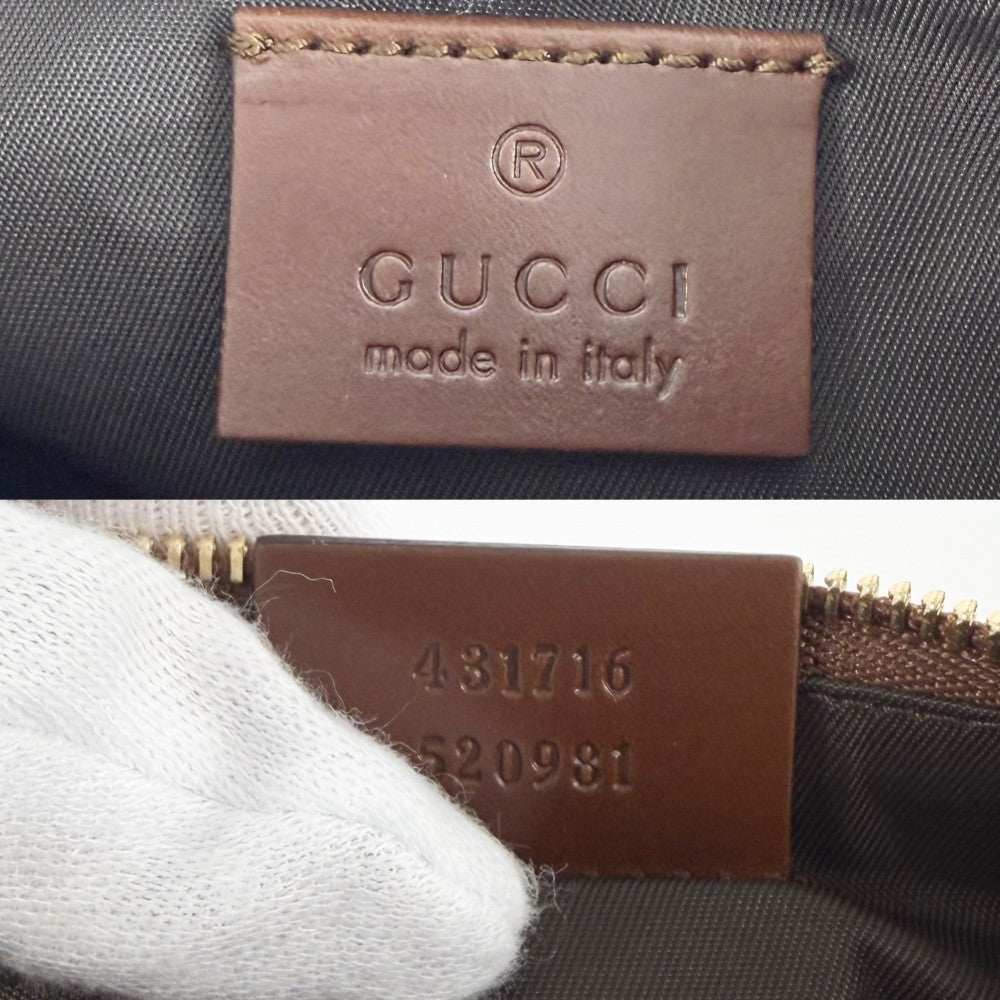 GUCCI グッチ ハンドバッグ GGスプリーム アクセサリーポーチ ミニバッグ 小さめ 431716 GGキャンバス レザー ブラウン 茶 ベージュ ゴールド金具 レディース【中古品】