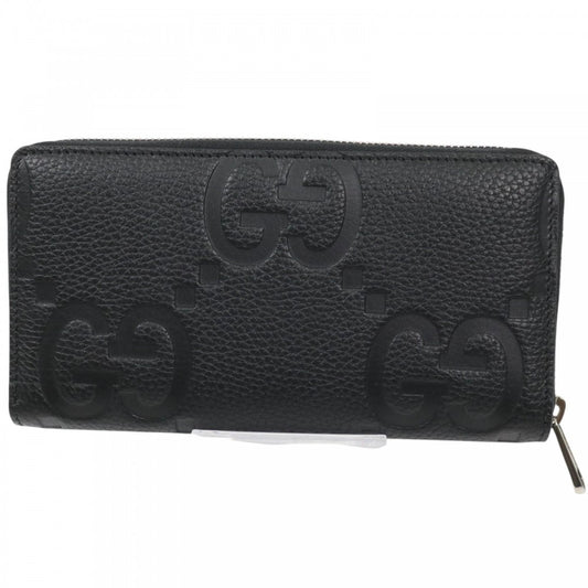 GUCCI グッチ 長財布 ジャンボGG ジップアラウンドウォレット ロングウォレット 739484 レザー ブラック 黒 シルバー金具 メンズ【中古品】