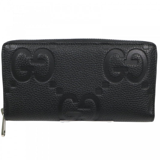 GUCCI グッチ 長財布 ジャンボGG ジップアラウンドウォレット ロングウォレット 739484 レザー ブラック 黒 シルバー金具 メンズ【中古品】